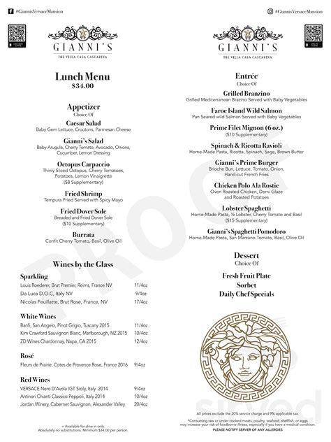 gianni versace mansion|versace mansion menu.